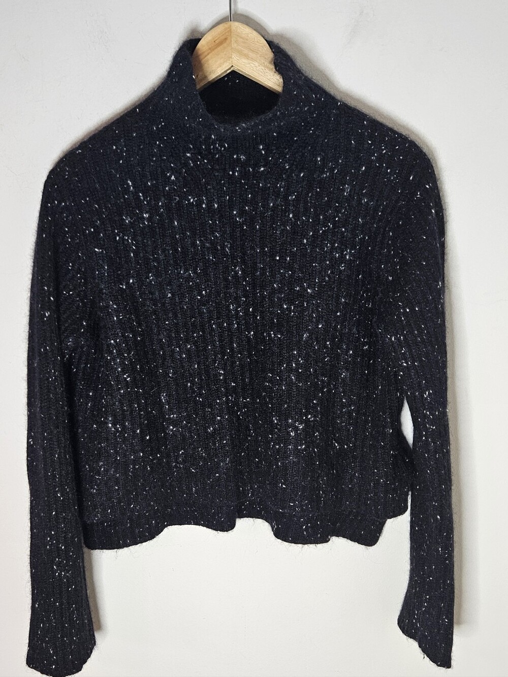 Naadam Cashmere Wool Blend Turtleneck Sweater Black Flecked Women's M